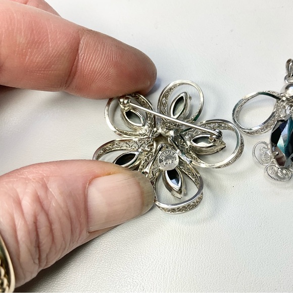 Vintage Alaska Black Diamond Sterling Silver Pendant & Brooch 1960’s Set - Picture 4 of 7